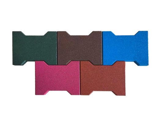 Balapan Kuda Brick Dog Bentuk H Bentuk 200*160*120mm Interlocking Rubber Pavers 20-50mm Anti Slip Untuk Taman bermain